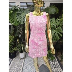 Lilly Pulitzer Krista Shift Dress Women's Pink Jumbo Giraffe Palm, Size 4